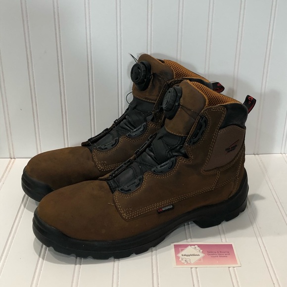 work boots with red laces